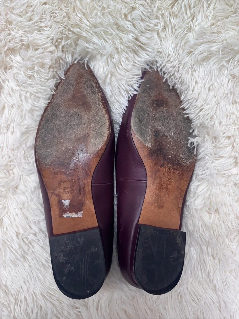 Vince ‘Isabel’ Pointed Toe Leather Flats - Women’s 8, Burgundy - Picture 8 of 8